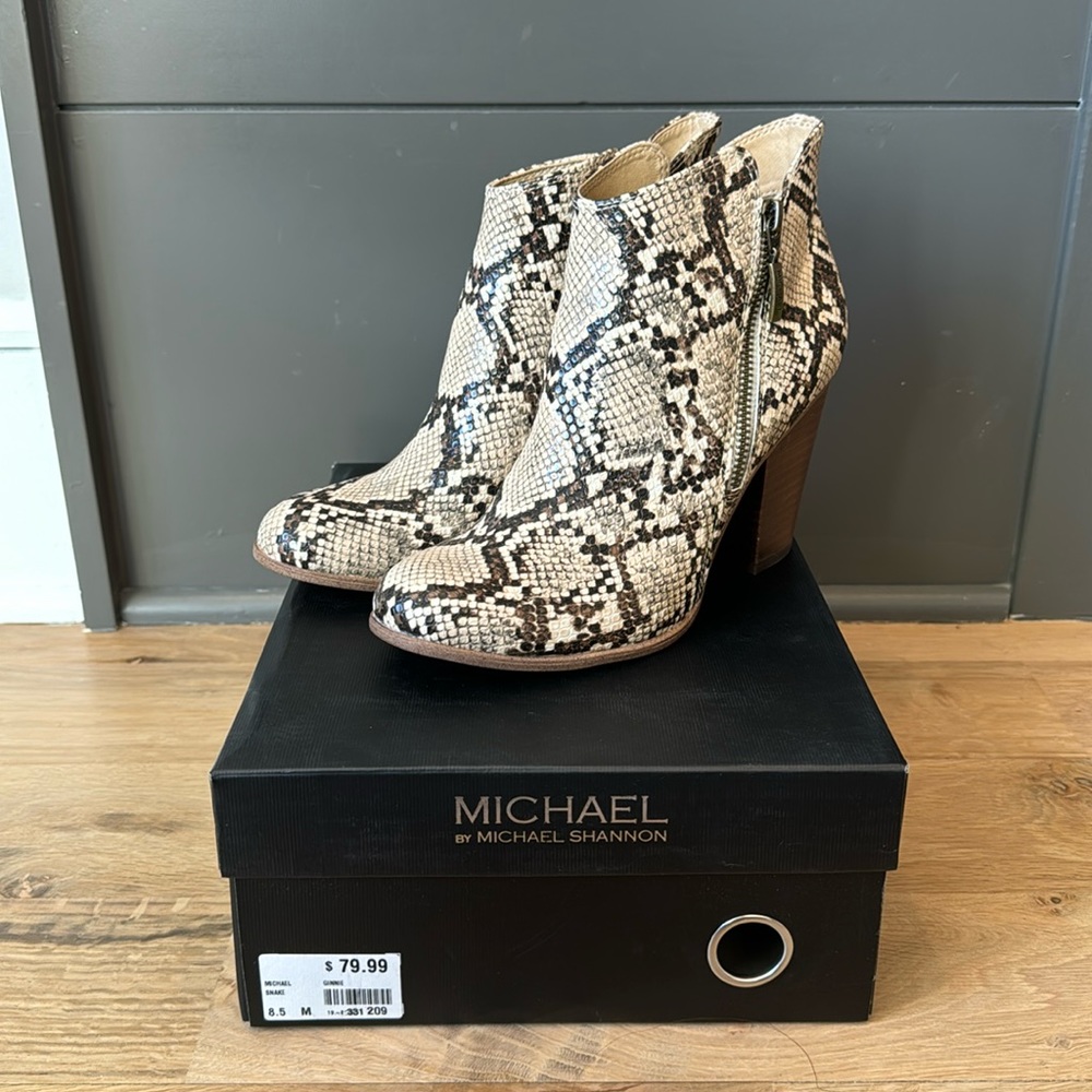 Michael Shannon • Ginnie Snake Skin Booties • 8.5